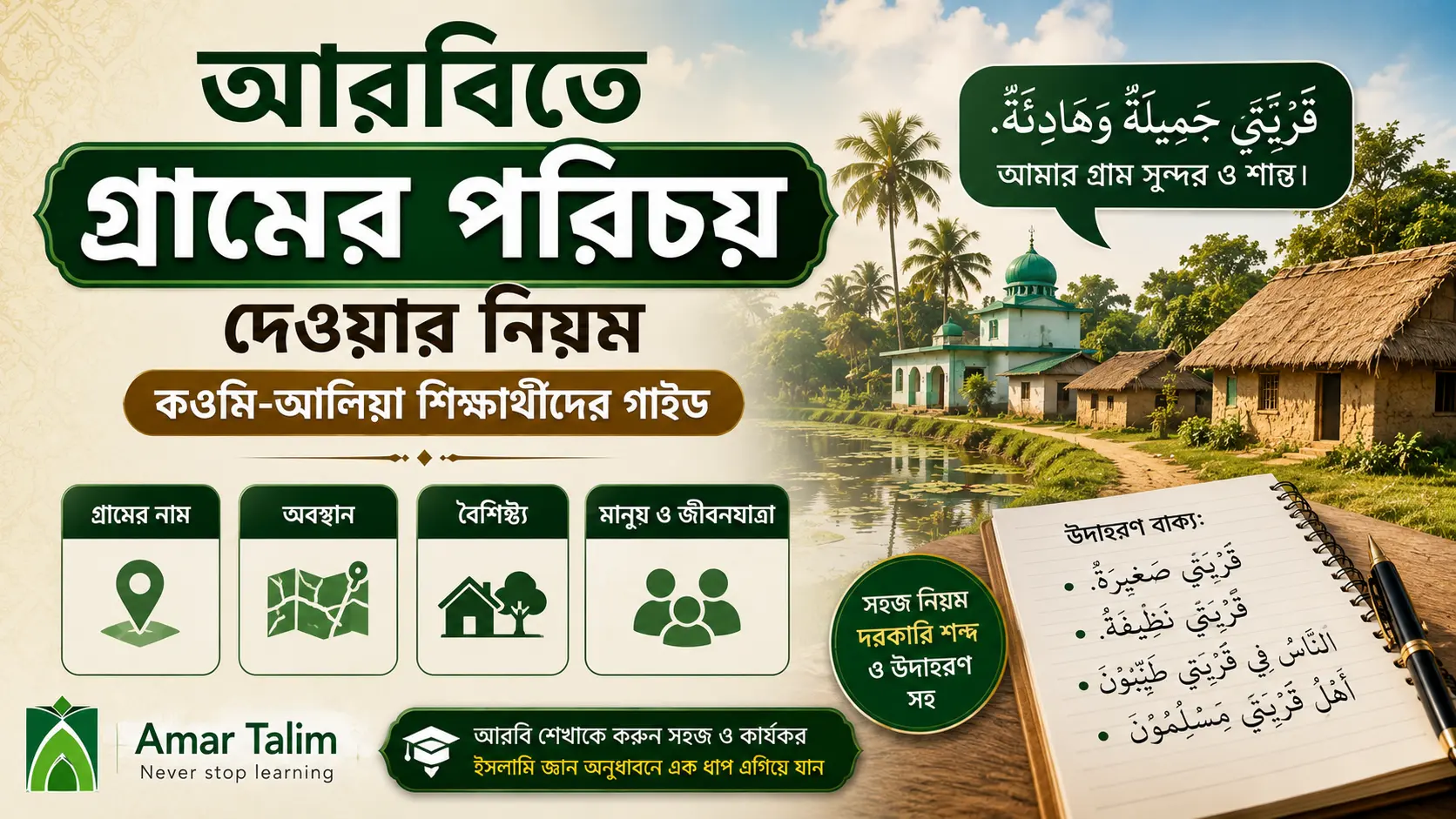 আরবিতে গ্রামের পরিচয় দেওয়ার নিয়ম | কওমি-আলিয়া শিক্ষার্থীদের গাইড